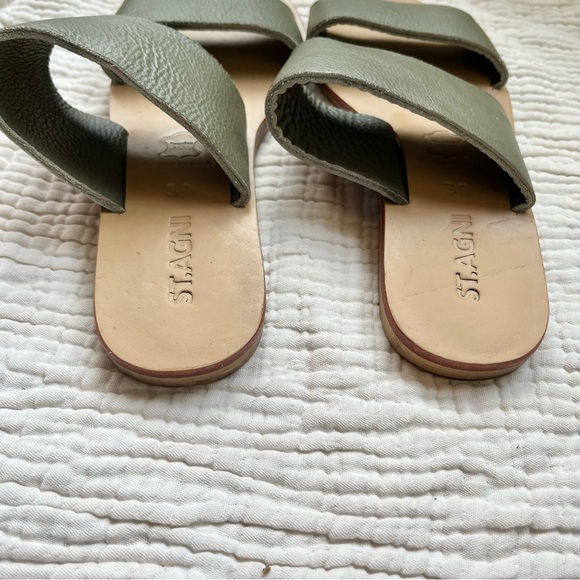 St. Agni | Army Olive Green Keiko Slide Sandals - Picture 3 of 7